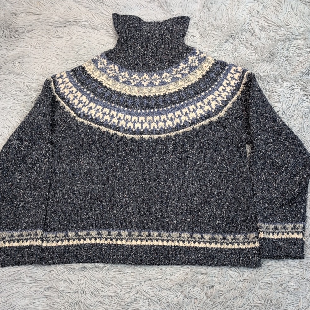 Croft & Barrow Sweater Womens M Petite Blue Wool Blend Turtleneck Cozy Comfort‎